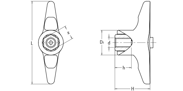 Plastic T Type Adjustable Handle, tapped type