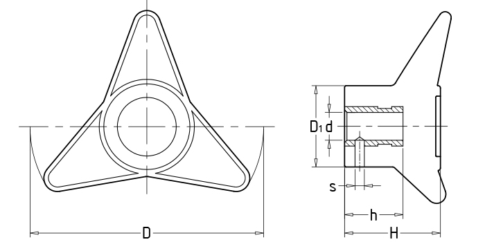 Triangle arrow knobs
