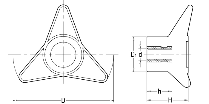 Triangle arrow knobs