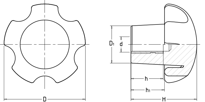 Five-pointed star knobs