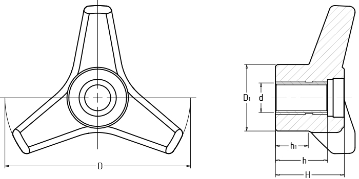 Triangle arrow knobs