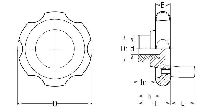 Corrugated Handwheels with thread hole