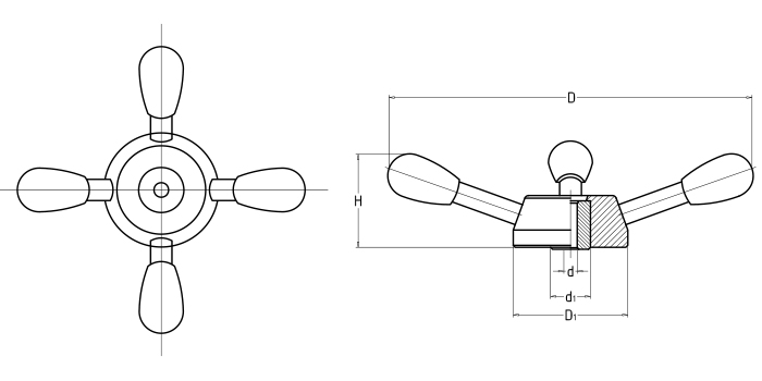 Four-arm handwheels