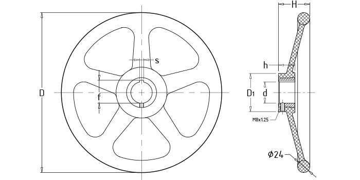 Five-spoke handwheel