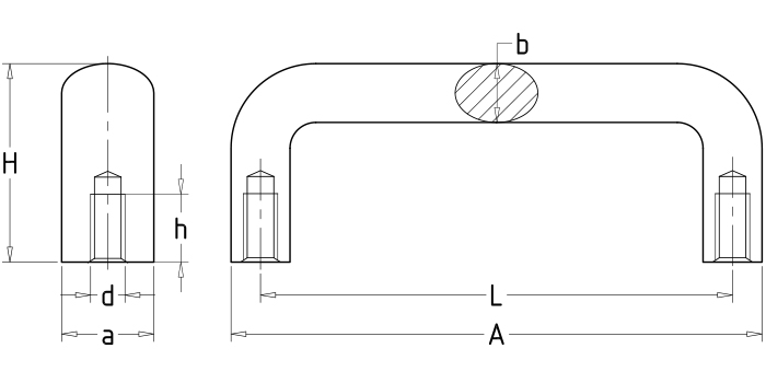 Aluminium alloy oval handles