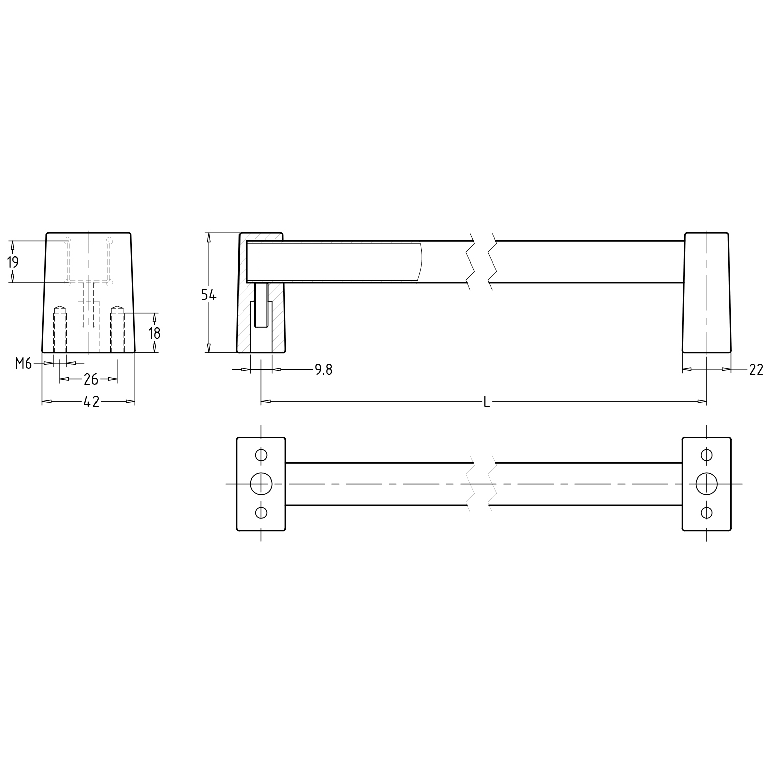 Square long handles