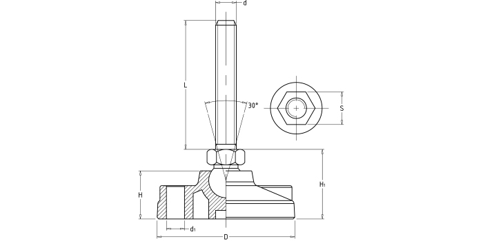 Swivel leveling feet with holes aside