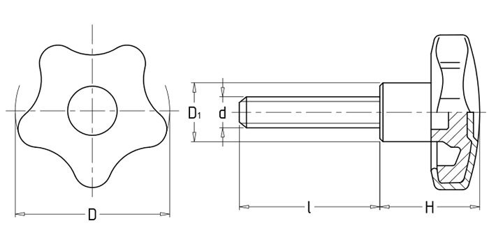 Five-pointed star knobs
